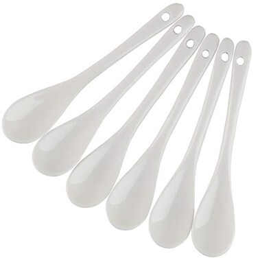 forkmannie Porcelain Egg Spoons for SoftBoiled Eggs Coffee Tea Desserts Ceramic Spoon Set of 6 Egg Spoons 6