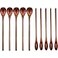 Patelai 10 Pieces Wooden Coffee Spoons Long Handle Mixing Wooden Spoon Handmade Stirring Teaspoon for Kitchen Stirring
