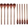 Patelai 10 Pieces Wooden Coffee Spoons Long Handle Mixing Wooden Spoon Handmade Stirring Teaspoon for Kitchen Stirring