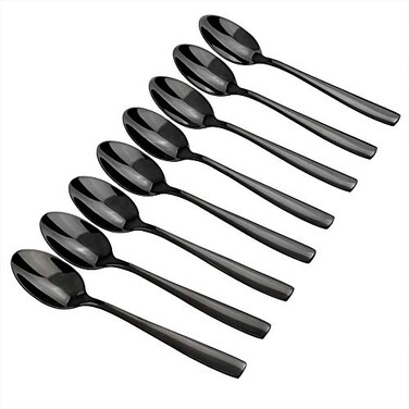 Teyyvn 8Pack Black Stainless Steel Coffee Spoons Demitasse Espresso Spoons Set
