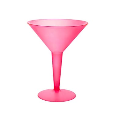 Party Essentials Hard Plastic Two Piece 8Ounce Martini Glasses Neon Pink 10 Count