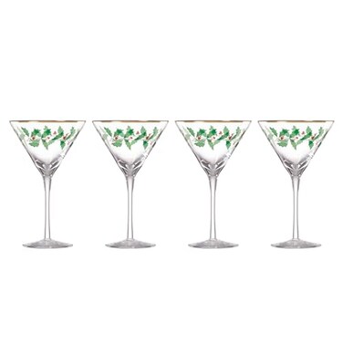 Lenox 893570 Holiday Decal 4Piece Martini Glass Set Christmas Dinnerware Hosting
