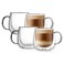 CNGLASS 16oz Double Walled Glass Coffee Mugs4packLarge Clear Coffee Cups with HandleGlass Espresso Mugs for LatteCappuccinoTea