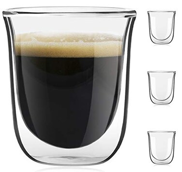 JoyJolt Javaah Double Walled Espresso Glasses Espresso Cups Set of 4 2Ounces