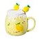 Mozacona Ceramic Mug Lemon Coffee Cup Water Cup with Lid and Spoon