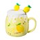 Mozacona Ceramic Mug Lemon Coffee Cup Water Cup with Lid and Spoon