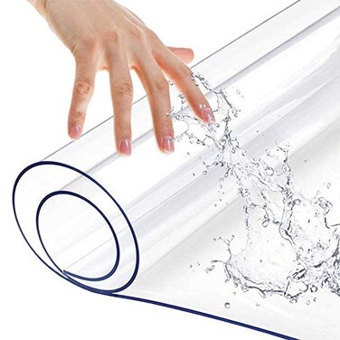Leoewo 40X60 inches 15mm Thick Clear Dining Room Table Protector Rectangular NonSlip Plastic Table Protective Pads Kitchen Wood Grain Vinyl Tablecloth Cover