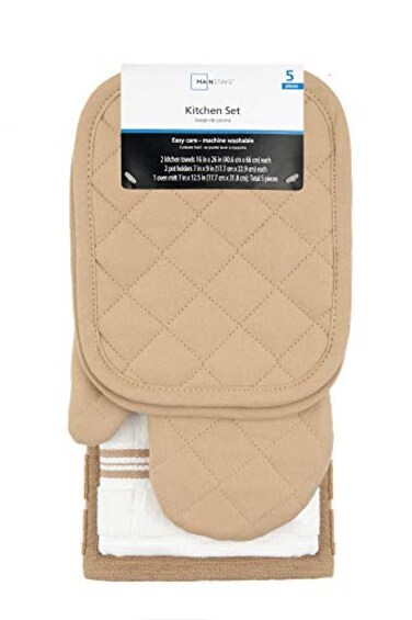 Mainstay 5 piece kitchen towel set Brown Stone