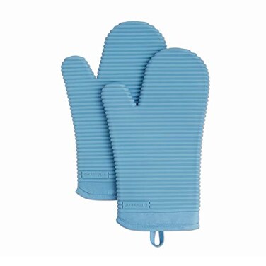 KitchenAid KITCHENAID Ribbed Soft Silicone Oven Mitt 2Pack Set 75x13 Blue Velvet