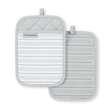 KitchenAid Albany Pot Holder 2Pack Set Matte Grey 7x10