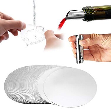 Groupcow 100pcs Silver Wine Pourer Drop Stopping Pour Disk Spout