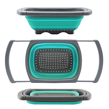 QiMH Qimh Colander collapsible Colander Strainer Over The Sink VegetableFruit Colanders Strainers With Extendable Handles Folding Strainer for Kitchen6 Quart