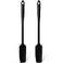 Patelai 2 Pieces Silicone Jar Spatula with Long Handle Heat Resistant Kitchen Scraper Spatula Non Stick Rubber Silicone Scraper for Jam Smoothies Blenders Cooking Baking Stirring Black