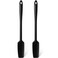 Patelai 2 Pieces Silicone Jar Spatula with Long Handle Heat Resistant Kitchen Scraper Spatula Non Stick Rubber Silicone Scraper for Jam Smoothies Blenders Cooking Baking Stirring Black