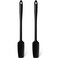 Patelai 2 Pieces Silicone Jar Spatula with Long Handle Heat Resistant Kitchen Scraper Spatula Non Stick Rubber Silicone Scraper for Jam Smoothies Blenders Cooking Baking Stirring Black