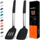 BAKEROYAL BakeRoyal Silicone Spatula Set Turner Spatulas Silicone Heat Resistant 600F Slotted Solid Spatula for Cooking Fish Eggs Pancakes Flipper Spatulas for kitchen use Black