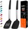 BAKEROYAL BakeRoyal Silicone Spatula Set Turner Spatulas Silicone Heat Resistant 600F Slotted Solid Spatula for Cooking Fish Eggs Pancakes Flipper Spatulas for kitchen use Black