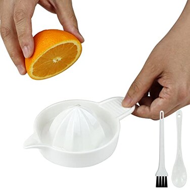 EIKS Ceramic Manual Juicer Squeezer for Juicing Citrus Lemon Orange Grapefruits Fruit Package with Spoon Cleaning Brush