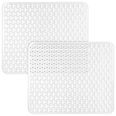 Coopay 2 Pack Kitchen Sink Mat PVC Ecofriendly Kitchen Stainless steelPorcelain Dish Drying Pad Protector for Bottom of Sink Triangular Hole Design 126 x 105 Inches Clear