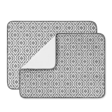 SUBEKYU 24 x 18 Dish Drying Mat Dish Mat Drying Kitchen Mat Large Absorbent Microfiber Dish DrainerRack Pads XL Grey 2 PACK
