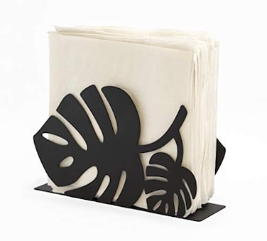 Mango Steam Tabletop NapkinTissue Letter Holder for Home Kitchen Restaurants Leaf Black