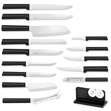 RADA Rada Cutlery Ultimate 15Piece Gift Set with Quick Edge Sharpener Stainless Steel Blades Black Handle