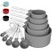 TILUCK Measuring Cups Spoons Set Stackable Cups and Spoons Nesting Measure Cups with Stainless Steel Handle Kitchen Gadgets for Cooking Baking Gray