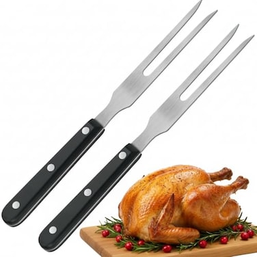 Patelai 2 Pieces Carving Meat Fork 106 Inch Long Kitchen Tableware Stainless Steel Serving Fork with Plastic Handle for Barbecue Turkey Dinner Cooking