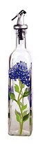 Grant Howard Hand Painted Square Cruet with Pourer Blue Hydrangeas 16 oz Blue
