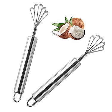 UpTuoLi Coconut Scraper 2Pcs Coconut Grater Coconuts Meat Removal Tool Stainless Steel Coconuts Meat Removal Knife Scraper Fish Scaler Remover MultiPurpose Planer for Kitchen Food Tools