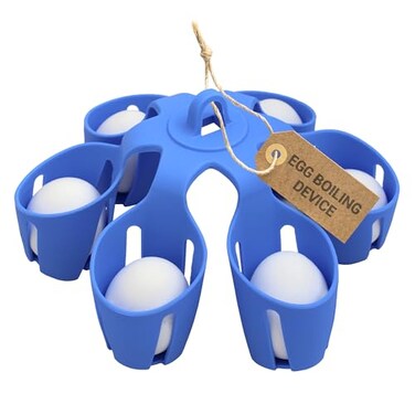 TheEggDropper Silicone Egg Boiling Gadget Cooks 6 Eggs at a Time Dishwasher Safe Hard Boiled Egg Holder Makes Hard or Soft Boiled Eggs No Mess Fits in a Drawer Kitchen Egg Storage Rack