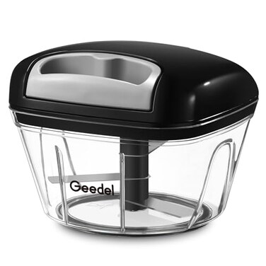 Geedel Manual Food Processor Vegetable Cutter Pull Chopper with String Food Chopper Vegetable Cutter for Veggies Fruits Salad Onion Nuts etc 2 Cup500ml Black