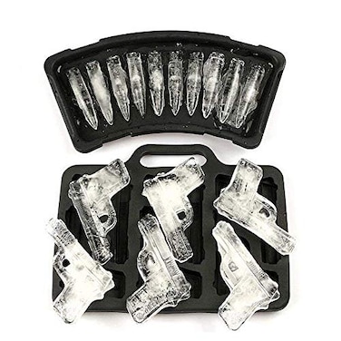 MoldFun 2Pack Handgun and Bullet Ice Cube Trays Set Cool TPR Pistol and AK47 Bullet Maker Molds for Whiskey Cocktails Ice Cubes Chocolates Jello Shots