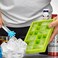 Guardians Ice Cube Tray Silicone Square Ice Trays Easy Release Stackable Ice Cube Mold with Removable Lid 24 Cavity 2 Pack Green