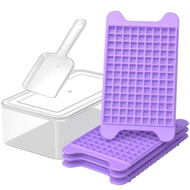GGUW Mini Ice Cube Tray for Freezer Nugget Ice Cube Tray with Bin Crushed Ice Tray Making 4117 PCS Icecube Easy Release Iced Maker Trays