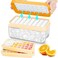ZZWILLB Ice Cube Tray with Lid and Bin 64 pcs Ice Tray Kit with Ice Scoop Ice Cube Pop Out Tray Ice Cube Trays for Freezer Ice Cube Molds BPA Free Easy Release Stackble SpillResistant Orange