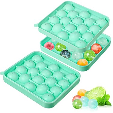 Webake 2 Pack Sphere Ice Cube Trays 11 Small Round 36pcs Ice Ball Maker Flexible Silicone Molds for Cocktails Whiskey Tea Coffee Easy Release BPA Free Green