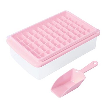 CZWL&HG Ice Cube Tray with Lid and Bin for Freezer Easy Release 55 Nugget Ice Tray with Cover Storage Container Scoop Perfect Small Ice Cube Maker Tray Mold Flexable Durable Plastic BPA Free