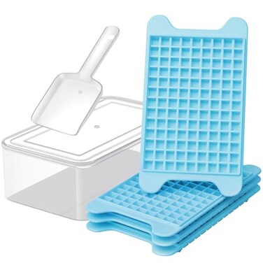 GGUW Mini Ice Cube Tray for Freezer Nugget Ice Cube Tray with Bin Crushed Ice Tray Making 4117 PCS Icecube Easy Release Iced Maker Trays