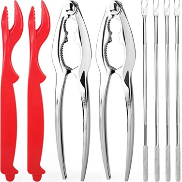 Anwenk Seafood Tools Set includes 2 Crab Crackers 2 Lobster Crackers Shellers 4 Crab Leg ForksPicks Nut Cracker Set