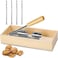 Artcome Heavy Duty Pecan Nut Cracker Tool with 4 Forks Wood Handle Base with Rectangular Wooden Box Base for Walnuts Chestnuts Almonds Pecans Hazelnuts