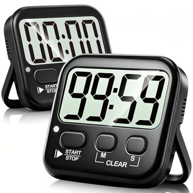 Antonki 2 Pack Digital Timer for Kids Magnetic Countdown Kitchen Timers for Cooking Egg Classroom Teacher Exercise Study Oven Battery Included