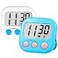 AOUCE Timer for Kids Teachers Supplies Digital Kitchen Timers for Cooking Large Magnetic Classroom Timer 2PackWhite Blue