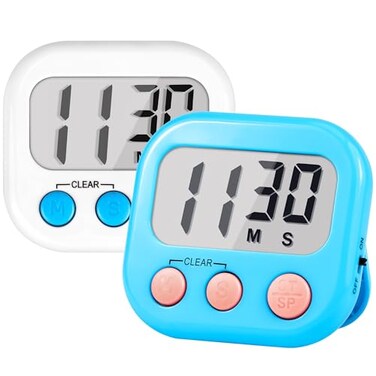 AOUCE Timer for Kids Teachers Supplies Digital Kitchen Timers for Cooking Large Magnetic Classroom Timer 2PackWhite Blue