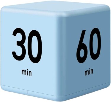 Feilifan Cube TimerProductivity Timer Kids Time Timer Gravity Sensor flip Timer for Time Management and Countdown Settings 15 20 30 60 Minutes Blue