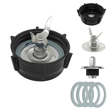 Gnicaela for Oster Blender Replacement Parts Kit Ice Crusher Blade with Jar Base Cap Coupling Stud Slinger Pin 4 Rubber O Ring Sealing Gaskets