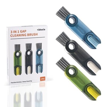 vidonio 3 in 1 Cup Lid Gap Cleaning Brush Set Multifunctional Insulation Bottle Cleaning Tools Mutipurpose Tiny Silicone Cup Holder Cleaner Home Kitchen Cleaning Tools