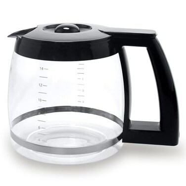 Sendextra 14Cup Glass Replacement Coffee Carafe Compatible with Cuisinart Coffee Maker Models DCC2200 DCC2600 DCC2800 DCC3200 and DCC3200P1 Coffee Pot Decanter Pitcher Black Handle