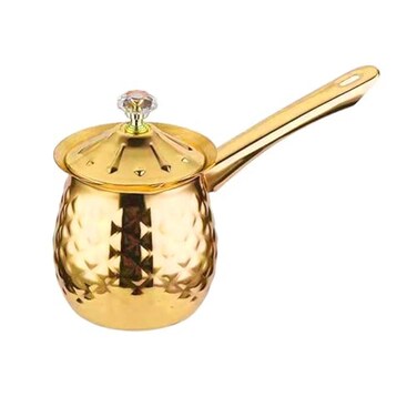 Alunsito 7 Oz Stainless Steel Turkish Coffee Cezve Gold Ibrik with Handle 200 Ml