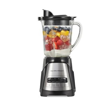 Hamilton Beach Power Elite Wave Action Blender For Smoothies 40 Oz Glass Jar 12 Functions Including Puree Crush Ice 700 Watts Black 58148A